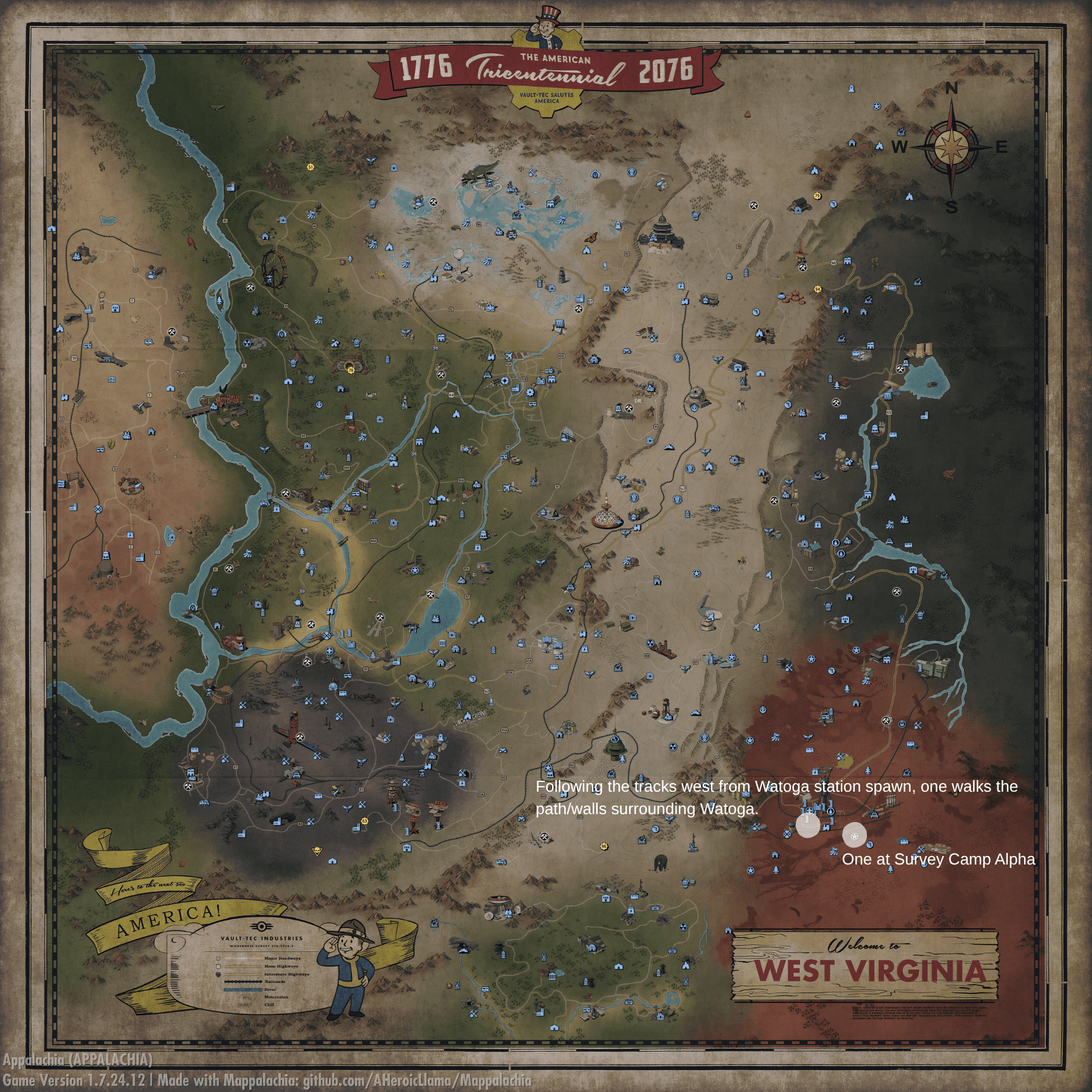 Assaultron spawn locations across Appalachia.