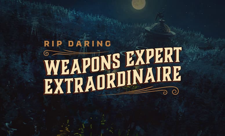 The logo for the ‘Rip Daring – Weapons Expert Extraordinaire!’ Mini Season for Fallout 76.